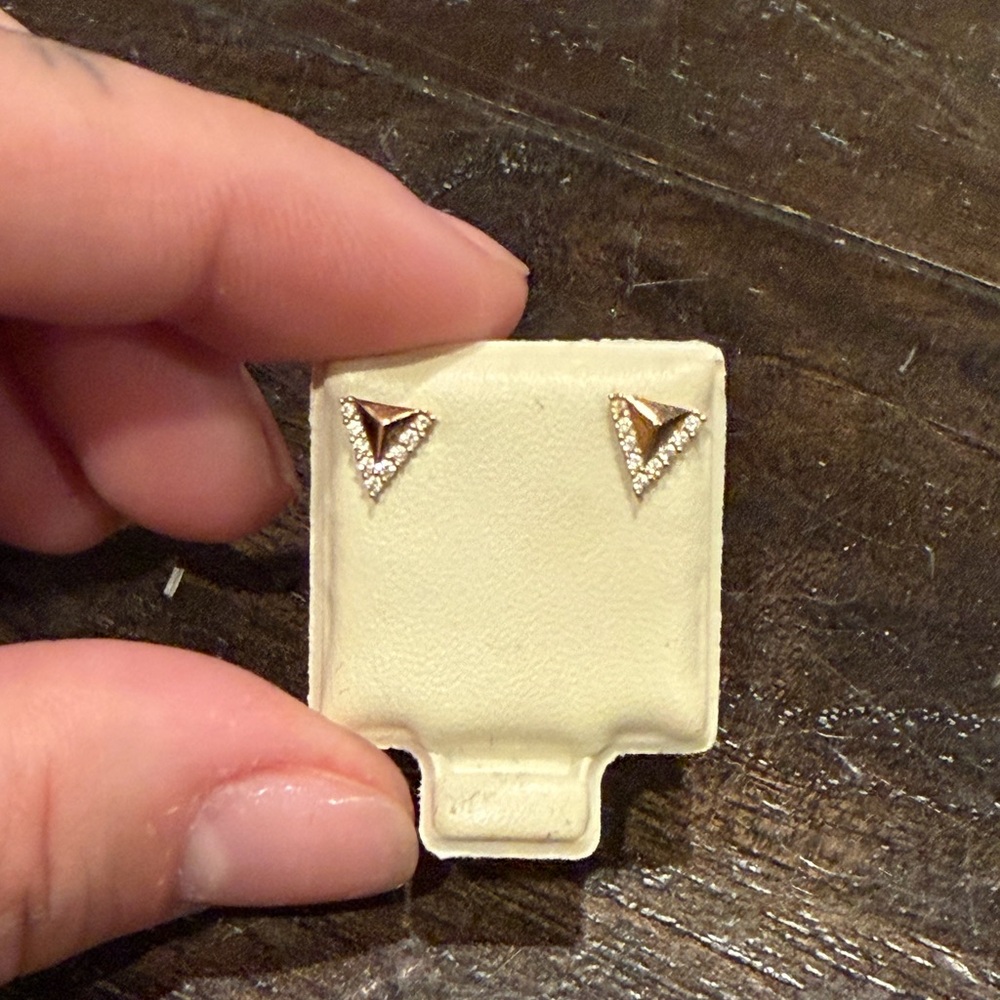 Solid 10k Gold Triangle Geometric Stud Earring - image 3